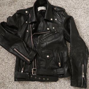 Deadwood recycled leather moto jacket - Small
